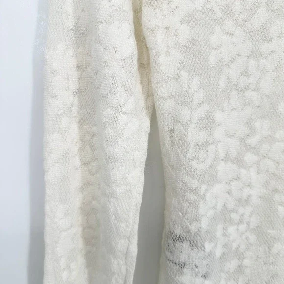 Rag & Bone Perry Lace Top Long Sleeve Semi Sheer Floral Jacquard Sweater White - Picture 14 of 16